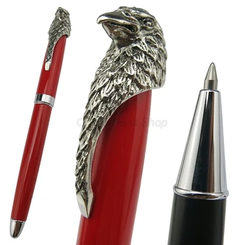 Шариковая ручка Fuliwen Metal Red Barrel Roller Ball С серебряной отделкой, Зажим для головы Совы и Орла, Инструмент для письма, Подарочная ручка